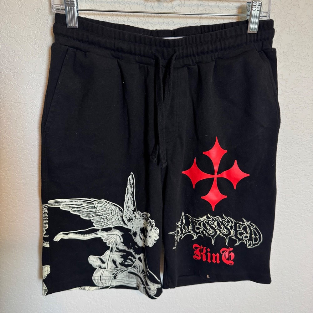 Streetwear Graphic Riot Empire Sweat Shorts Small Black